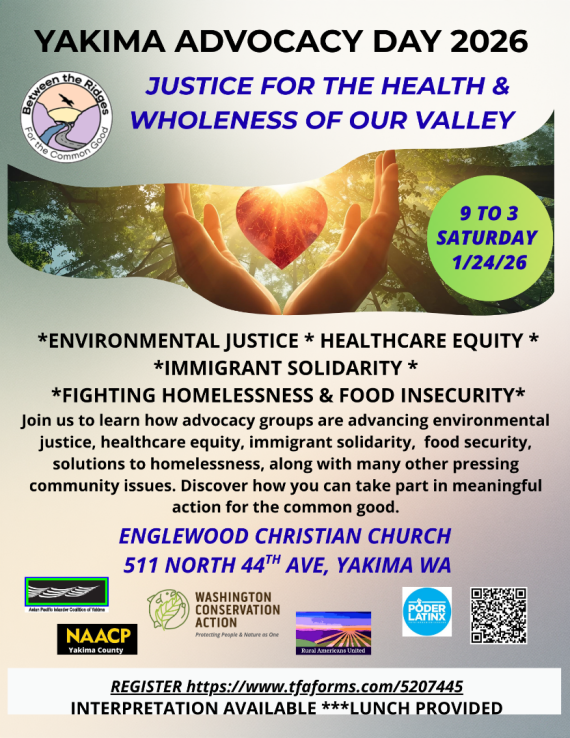 Yakima Advocacy Day 2026 poster: Justice for the health and wholeness of our valley